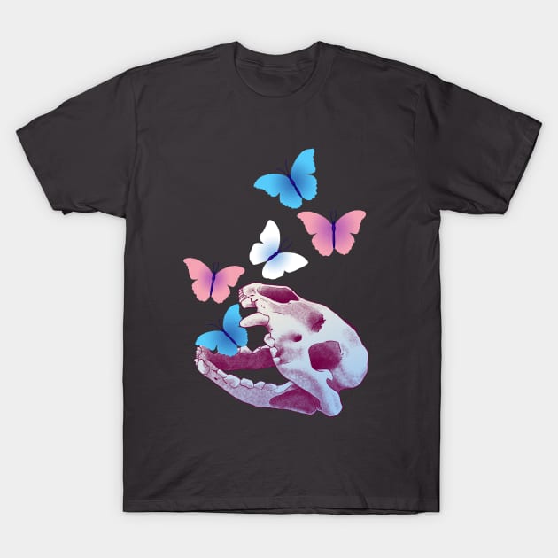 Trans Pride Skull T-Shirt by DustbunnyStudios